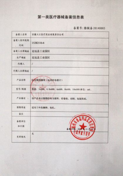 医疗器械注册证/一类医疗器械产品备案